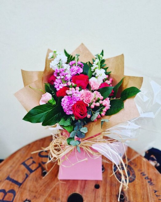 Pink Perfection Bouquet. This cheerful floral design is the perfect luxury gift. Free local delivery. Flower Boutique Wickford, Essex.