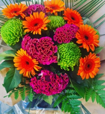 Vibrant Bouquet. This cheerful floral design is the perfect luxury gift. Free local delivery. Flower Boutique Wickford, Essex.