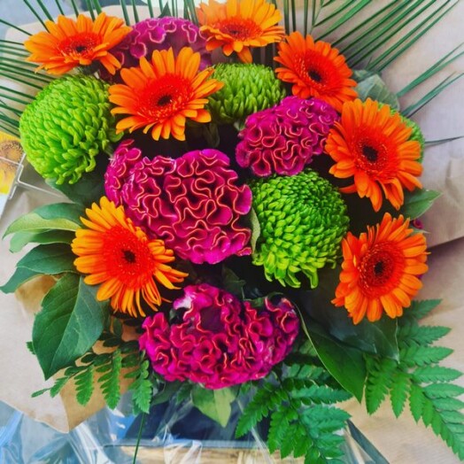 Vibrant Bouquet. This cheerful floral design is the perfect luxury gift. Free local delivery. Flower Boutique Wickford, Essex.