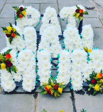 Floral Letters Funeral Tribute, We understand the significance of the floral tribute for your loved one. Get in touch to discuss your requirements.
